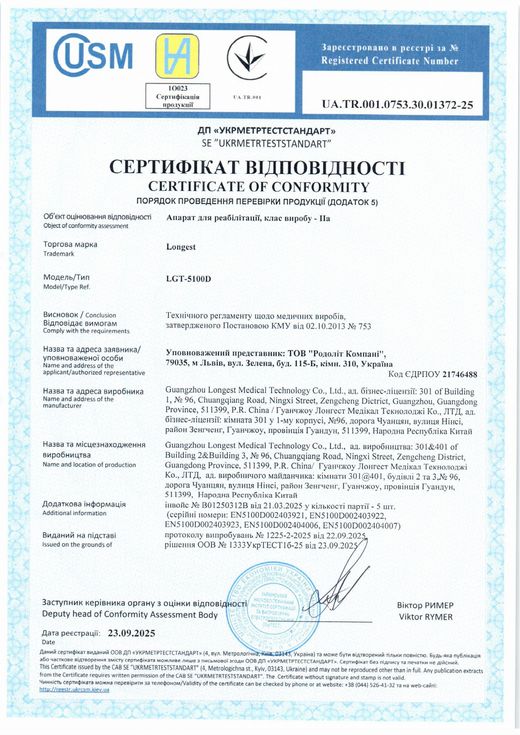 Сертифікат RODOLIT